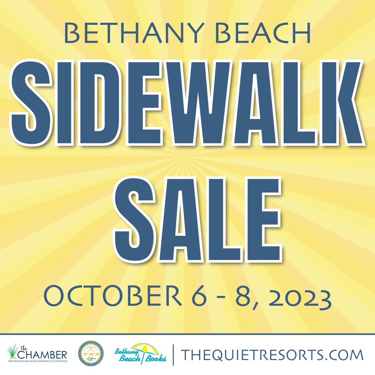 The End of Season Sidewalk Sale in Bethany Beach is back from October 6th - 8th!

Participating businesses include but are not limited to:

Bethany Beach Books, Fells Point Surf Co, Tangerine Goods, Tickled Pink of Bethany Beach, and Tidepool Toys and Games
