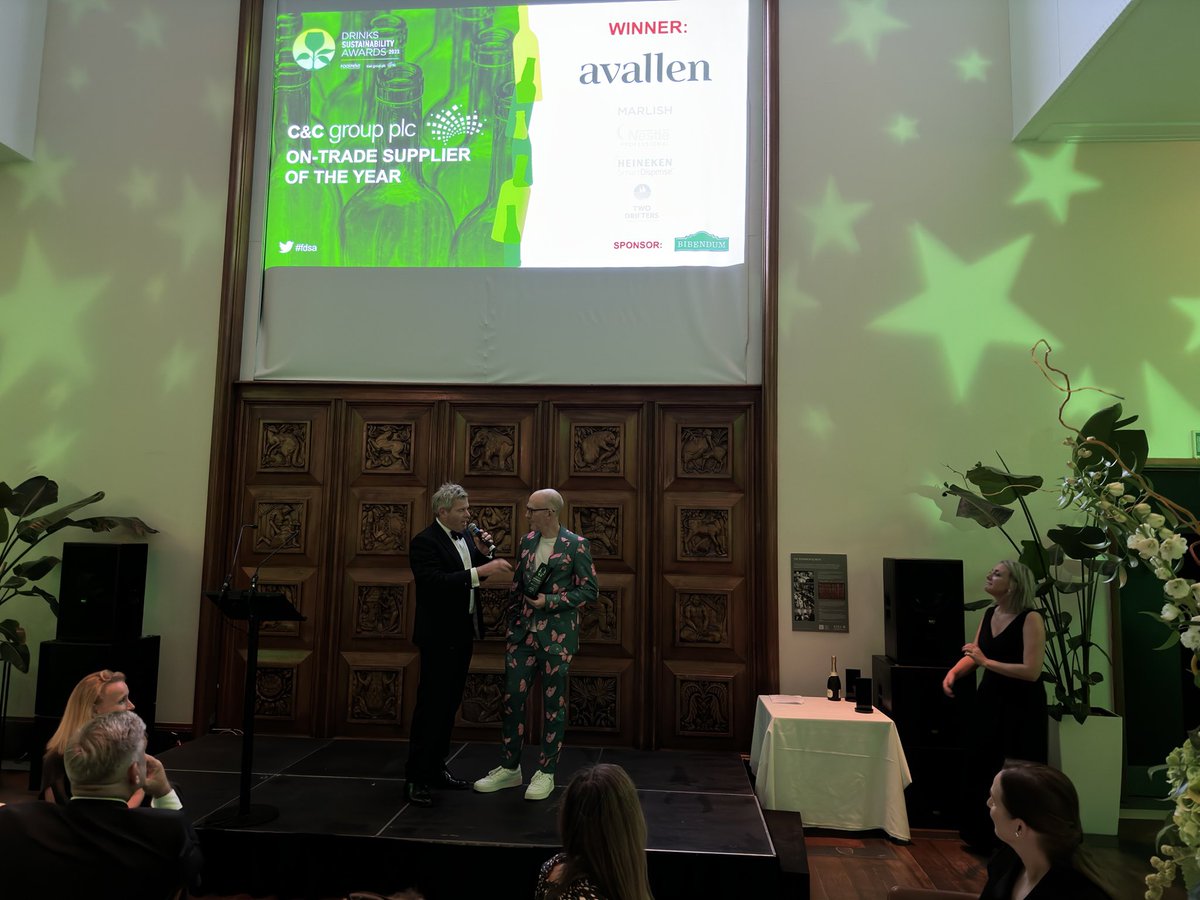 The 2023 Drinks #Sustainability Awards <a href="/CandCGroupplc/">C&CGroupplc</a> On-Trade Supplier of the Year presented by <a href="/bibendumwine/">Bibendum</a> is @AvallenSpirits #FDSA 🥃🌳💥