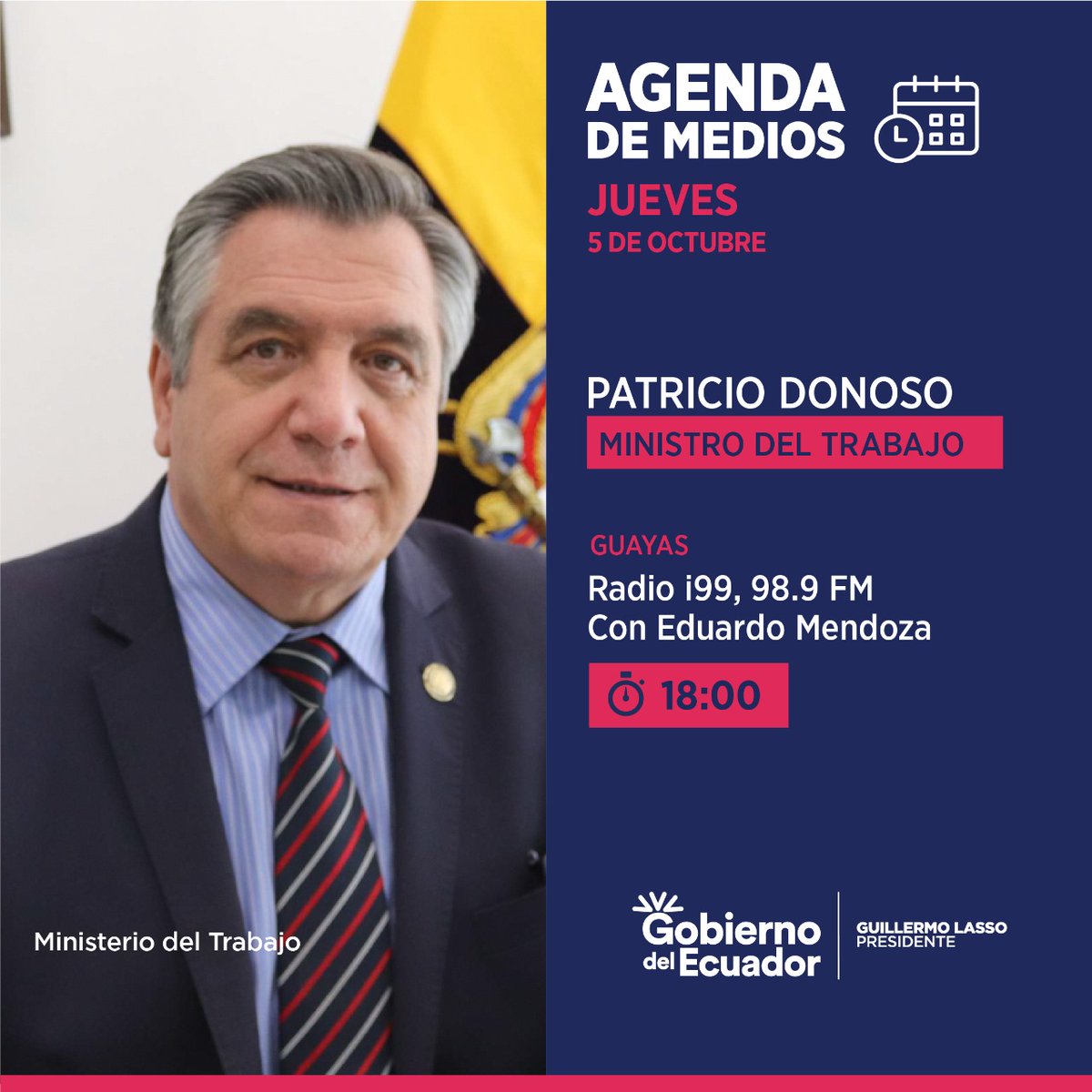 DonosoEcuador's tweet photo. 📢 Hoy, todos invitados a sintonizar 📻 @radioi99 
a las 18:00.

#MDTEnMedios
#NuestroTrabajoContinúa https://t.co/KL7NZDCG8U