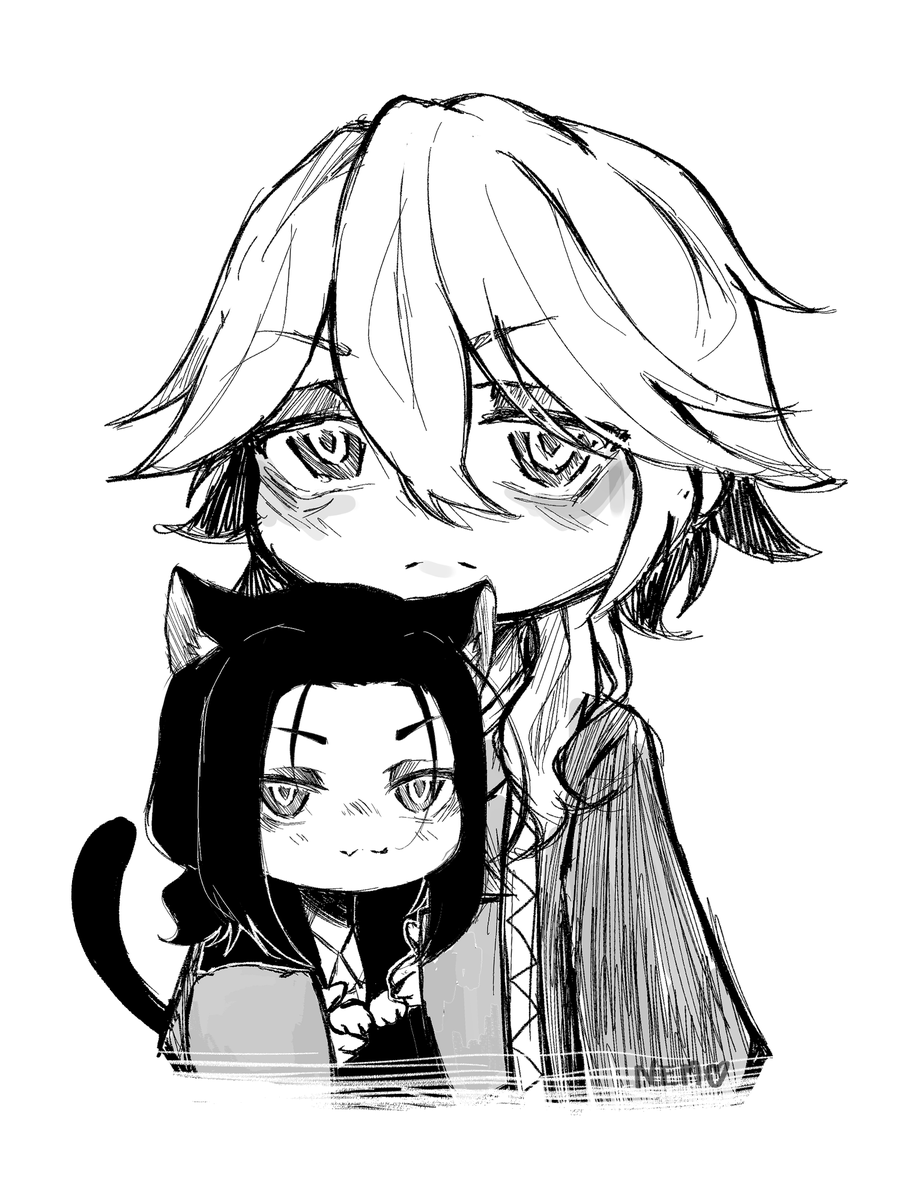 Nemi_Rene's tweet photo. Fukuzawa has a new kitten~

#fukumori #bsdfanart https://t.co/WbGVWwpHEQ