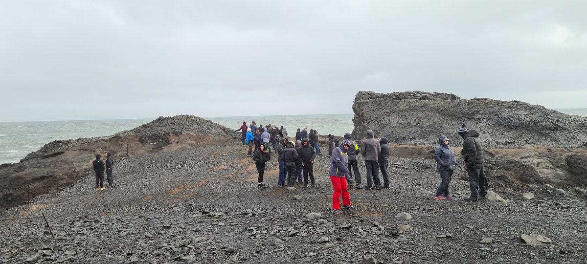 RushcliffeGeog's tweet photo. This afternoon we visited the impressive Skogafoss waterfall, got blown around on the Dyrholaey  headland, got a taste of the "marmite" cliffs at the black sand beach at Vik and capped it off with the informative and entertaining Lava Show. https://t.co/x8d6JJLF6V