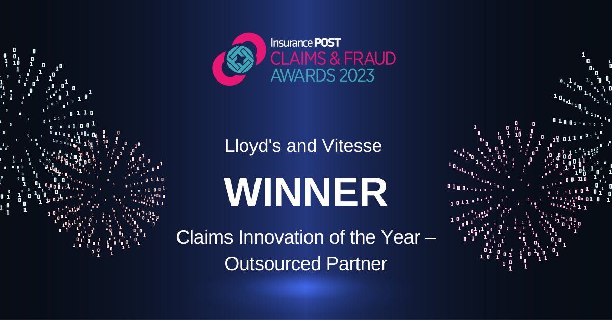 And the winner is @LloydsofLondon @VitessePSP for the Claims Innovation of the Year Award #CFAwards23