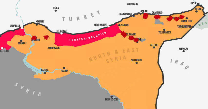 medyanews_'s tweet photo. 🔴 WATCHDOG REPORTS 20 TURKISH AIR-STRIKES, EIGHT DEATHS IN NORTH AND EAST SYRIA

The Rojava Information Center (@RojavaIC) has published a report detailing a sharp increase in Turkey's aerial bombardment of North and East Syria. The report reveals that over 20 air-strikes have hit critical humanitarian facilities, causing eight additional fatalities and raising the 2023 death count to over 80. These attacks have led to widespread power and water outages in Kurdish areas, heightening concerns of an impending humanitarian crisis. Meanwhile, in a rare clash between #NATO powers, US forces have reportedly downed a Turkish drone.

#NoFlyZone4Rojava - #DefendKurdistan
https://t.co/Cka71GQr6b