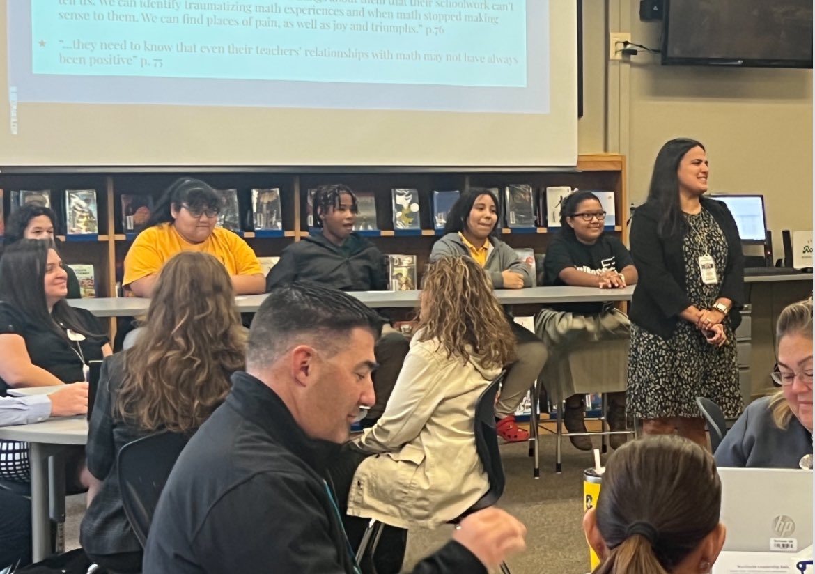 Gonzales_MSMath's tweet image. Today, 23 middle school principals listened to students at @NISDRoss talk about Productive Struggle in Math and how it relates to their own math story and identity. This is one of the many reasons I love my job! I'm so proud of the work our math teachers are doing. #MSMathNISD