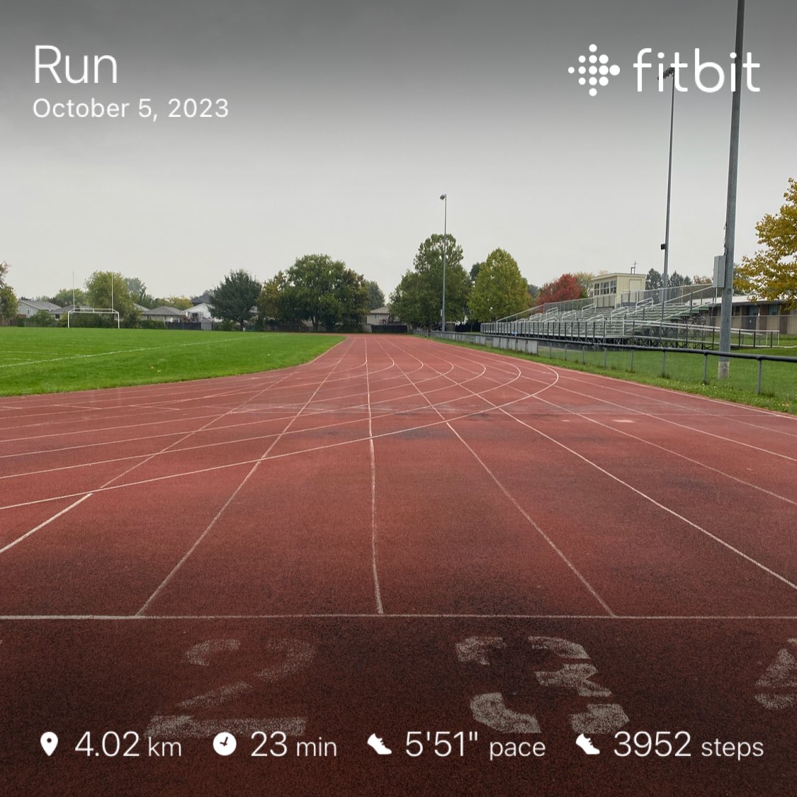 McRun23's tweet photo. Went to the track to do intervals in the rain however my upper left leg didnโt feel good. Didnโt want to end up with a significant injury so just ran 10 laps. Likely do some more easy mileage on the treadmill at home. #run #running #track #fitbit #nike #run1 https://t.co/qYwNNZAUQP