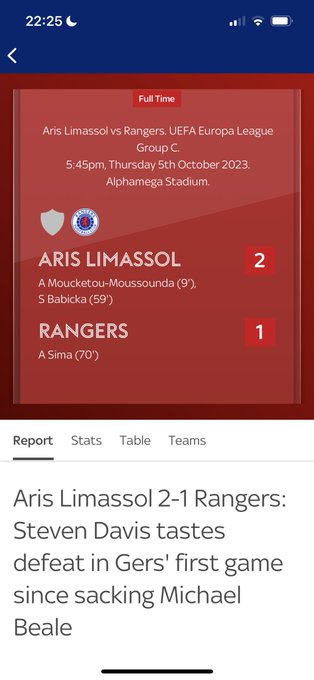 Rangers lost to a team who don&rsquo;t even have a badge in the Sky Sports app 😭 https://t.co/GBDh6Wb707