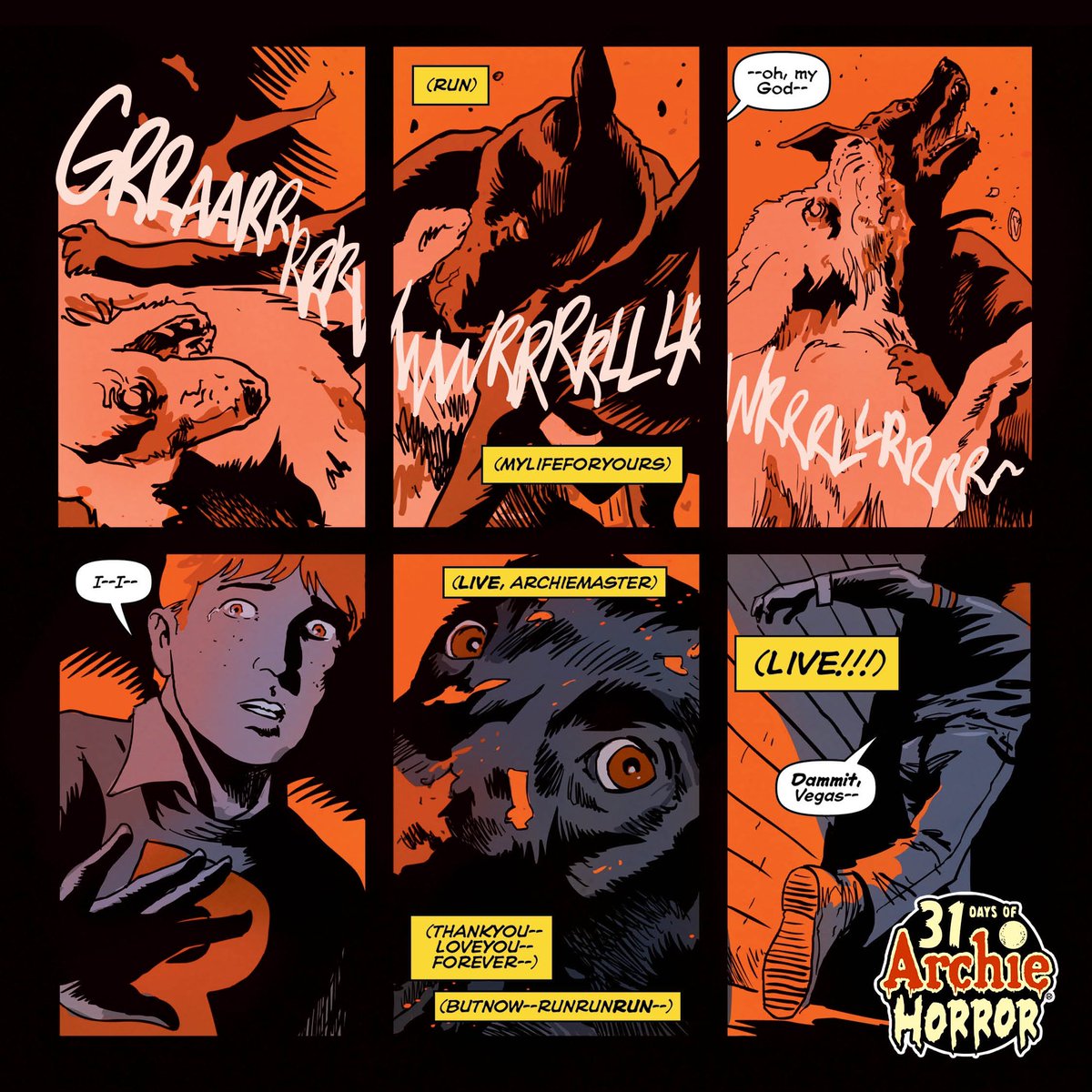 archiehorror's tweet photo. For today's #31DaysofArchieHorror post, we are sharing one of the most powerful and heartwrenching sequences from Afterlife with Archie. Vegas will forever be the best boy🥲 https://t.co/kwhJZyKCJz