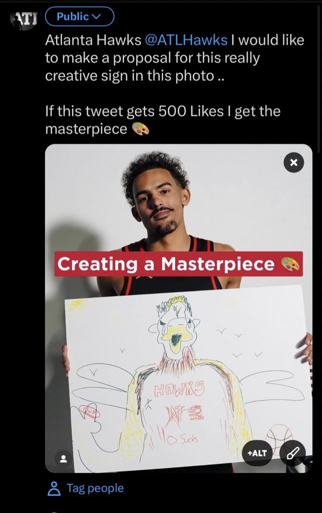 Everyone please please please tag the <a href="/ATLHawks/">Atlanta Hawks</a> in this tweet

If they accept the proposal I will tweet the other tweet that is shown below ⬇️
