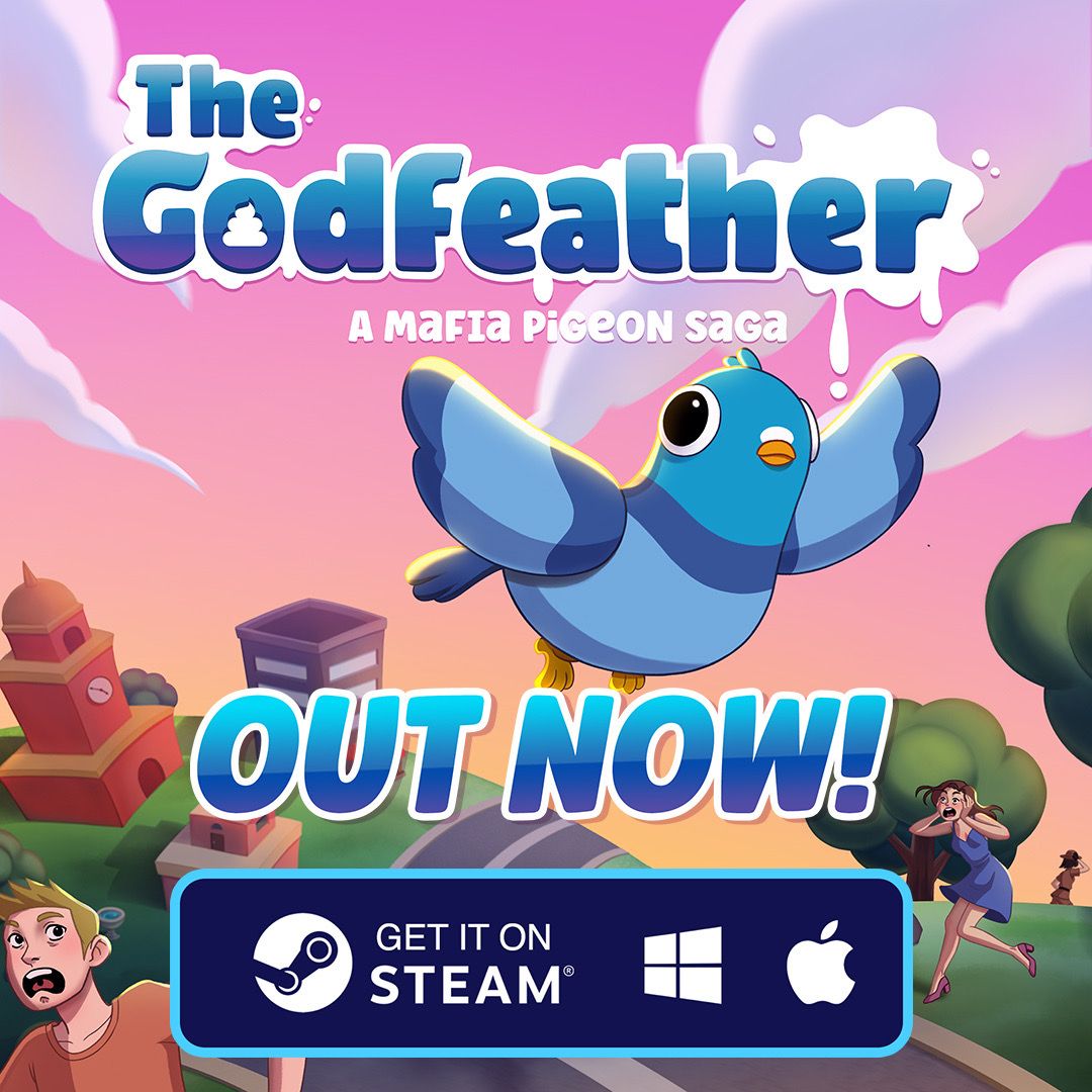 BOIDS ASSEMBLE. Today's the day!

The Godfeather is OUT NOW on Steam for PC & Mac.

buff.ly/47VBLdn

#thegodfeather #pigeonmafia #indiegames #indiegamesaus #sydneygamers #madewithunity #outnow #sydneylocal #aussiegamers #game #gamers