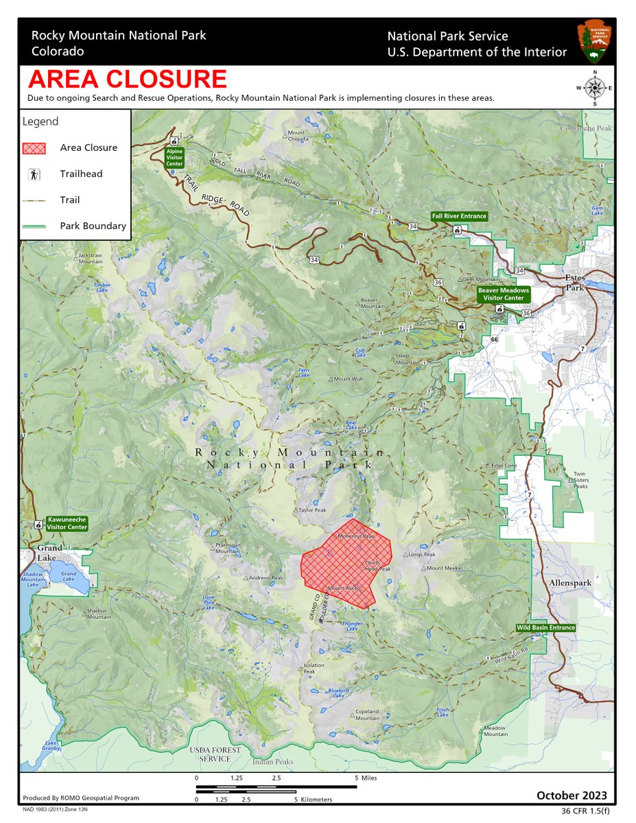 RockyNPS's tweet photo. #RMNP While weather hampered on the ground search efforts for Chad Pallansch, preparing for a concentrated ground search effort is taking place. To assist the effectiveness of dog teams, a closure is in effect beginning at 6 p.m. tonight. For details,visit https://t.co/XsB05QcfEs https://t.co/OagpJ2E0ZQ