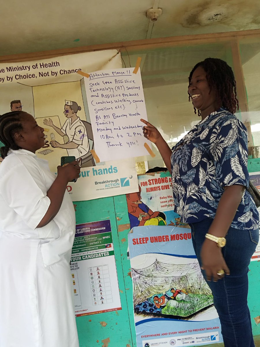 MohNcdi's tweet photo. Today our team, supported by @WHOLiberia, conducted Joint Supportive Supervision for Health Facilities that are beneficiaries of Training in  Assistive Products (TAP) initiatives in Montserrado County including Mount Barclay, Omega Market Clinics &amp; Duport Road Health Center. https://t.co/vvW31oTz9w