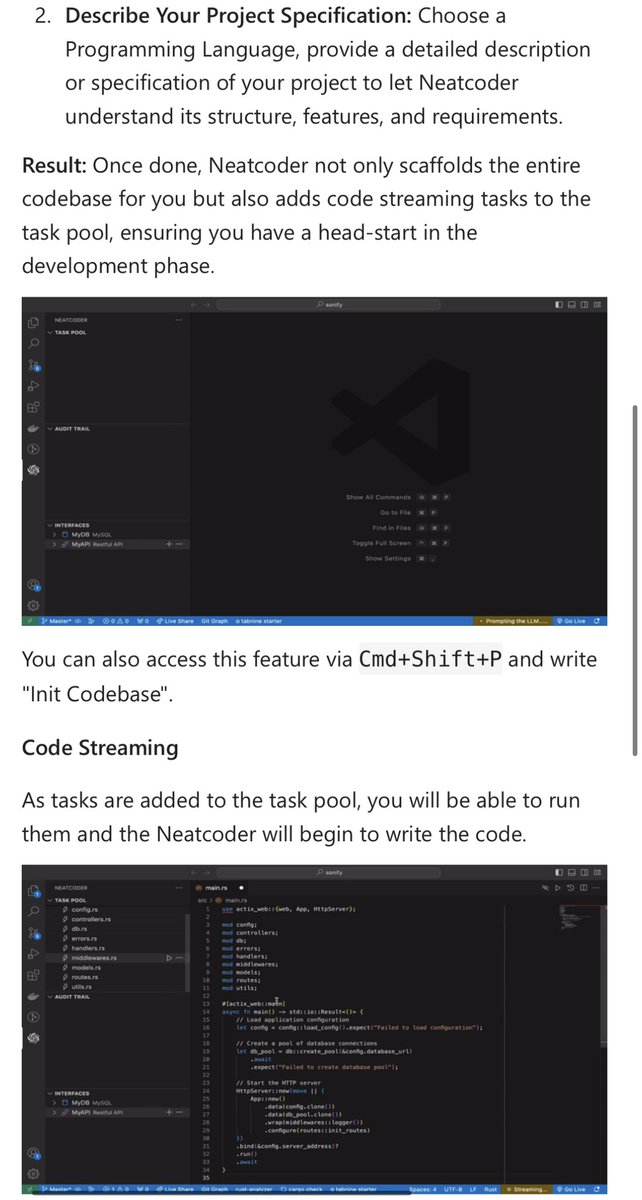 iom_ai's tweet image. 💥Great first day in our launch of Neatcoder 🧑‍💻 #Neat #Code 

⌨️Neatcoder enhances VS Code by integrating advanced AI capabilities. It provides #developers the ability to dynamically scaffold entire codebases from a simple project description. 

Check it out at the link below 👇🏼