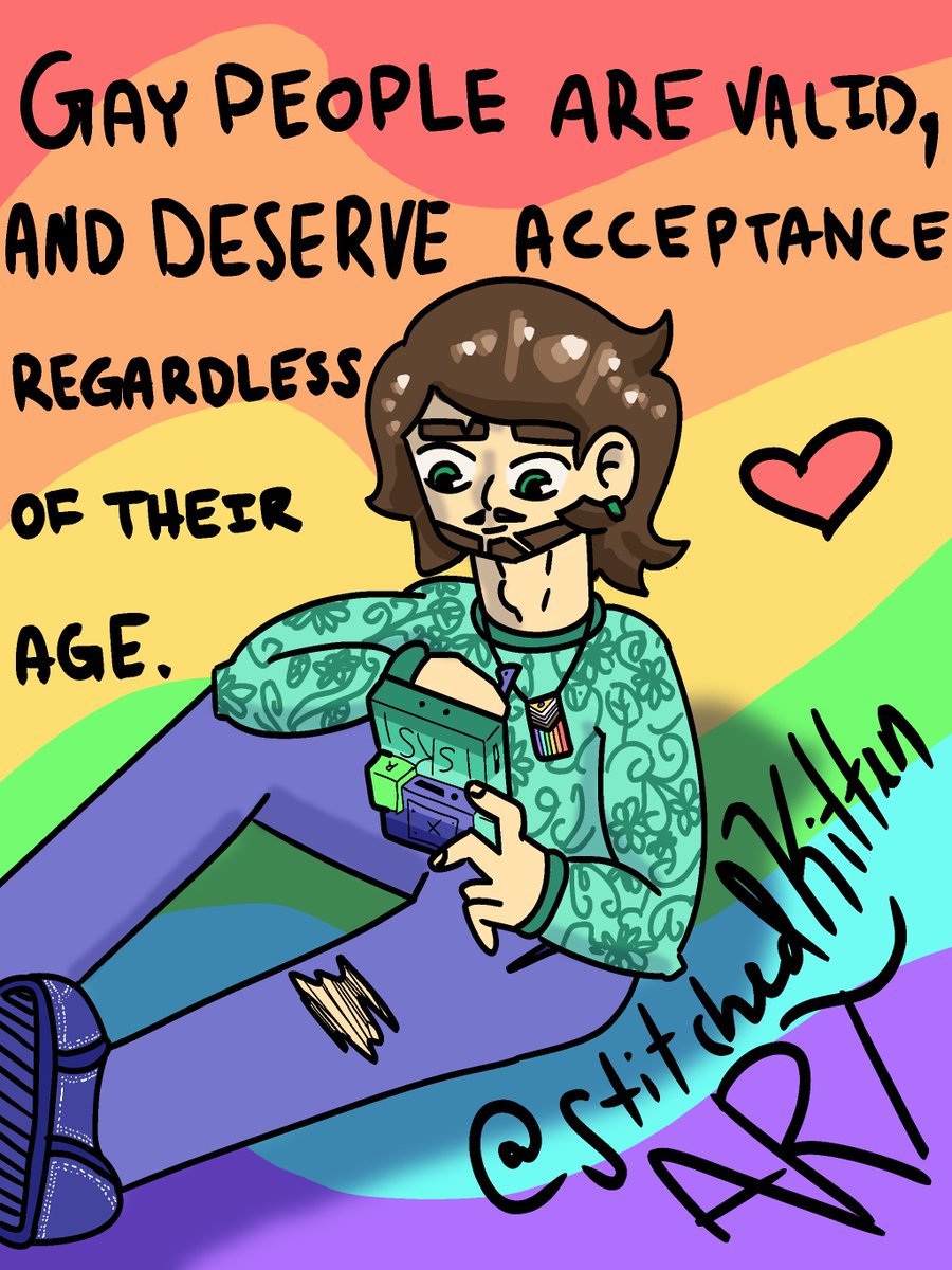 StitchedK's tweet photo. Gay people are born gay. It's not a choice. They are not broken, you are not broken. Have a gay day 🌈🌈🌈 #LGBT #LGBTQIA  #digitalart #DigitalArtist #ArtistOnTwitter https://t.co/VV6j573fwe