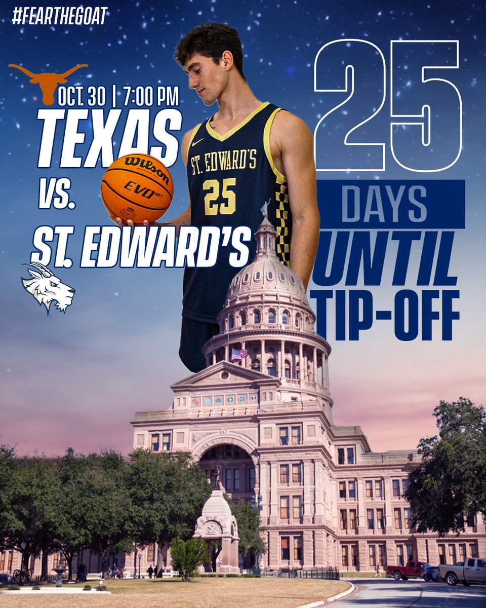🏀 | Let the countdown begin with 25 Days until it's Hilltoppers vs. Longhorns at the Moody Center! #FearTheGoat

📅 Schedule: gohilltoppers.com/sports/mens-ba…

🗓️ Tip-off dinner: tinyurl.com/3an9d25w