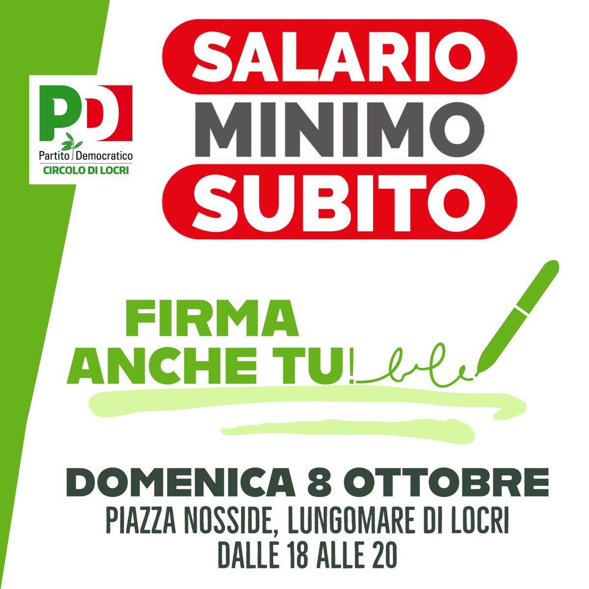 PDCalabria's tweet image. Cerca la piazza dove poter firmare per il #salariominimo