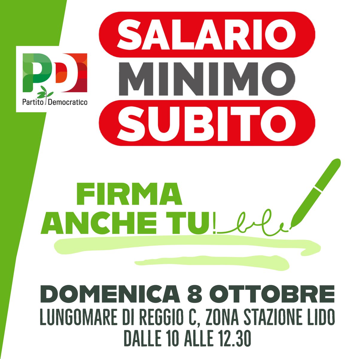 PDCalabria's tweet image. Cerca la piazza dove poter firmare per il #salariominimo