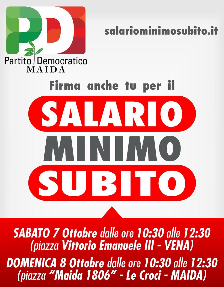 PDCalabria's tweet image. Cerca la piazza dove poter firmare per il #salariominimo