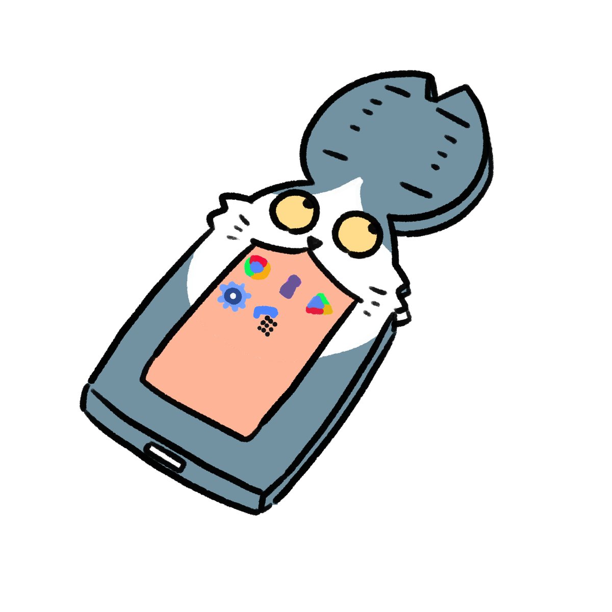 「#本ミリバールポケットに入れにくい猫のケースです 」|honmirinのイラスト