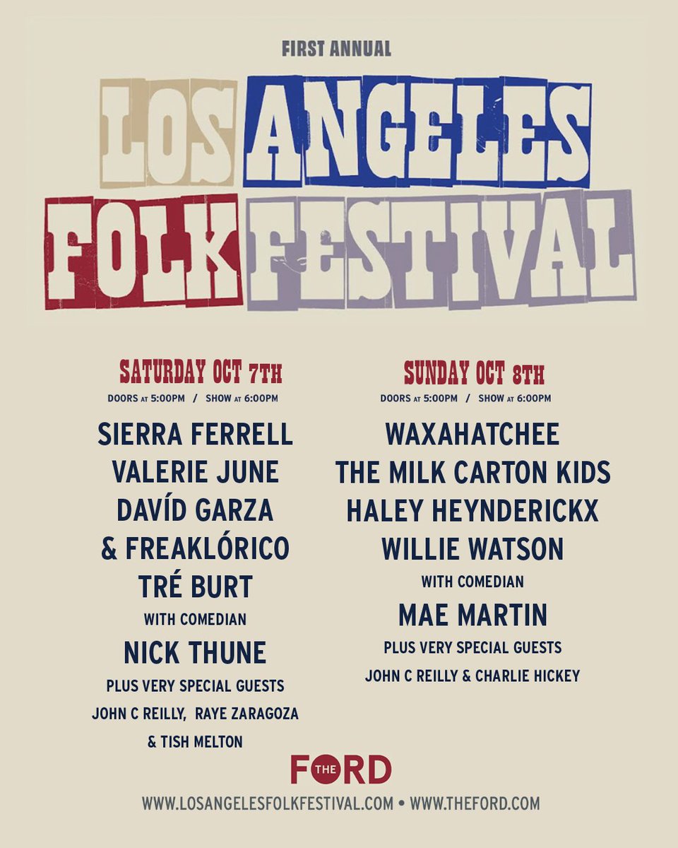 Lineup is insane! Can't wait for this weekend. #losangelesfolkfestival #LAFF2023 #folk #themilkcartonkids