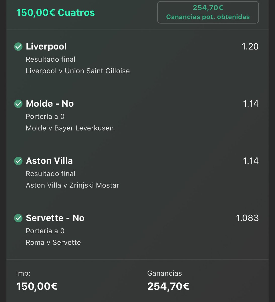 BetLigas's tweet photo. Gran día hoy en el canal gratuito 

PICK 24: ✅ +1,10 uds
PICK 25: ✅ +3,45 uds 

Sumamos hoy 4,55 uds! https://t.co/EZc5unqW9O