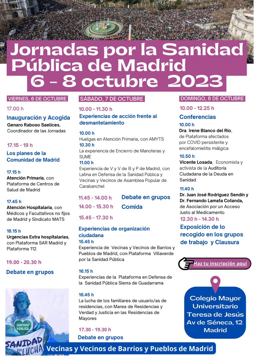 Madrid, levántate brava,  este fin de semana...defiende tus derechos en Salud !!!