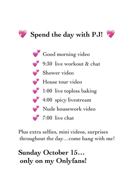 Super fun event coming up on my Onlyfans&hellip; a day in the life of PJ!!  Free to all my subscribers&hellip;  https://t