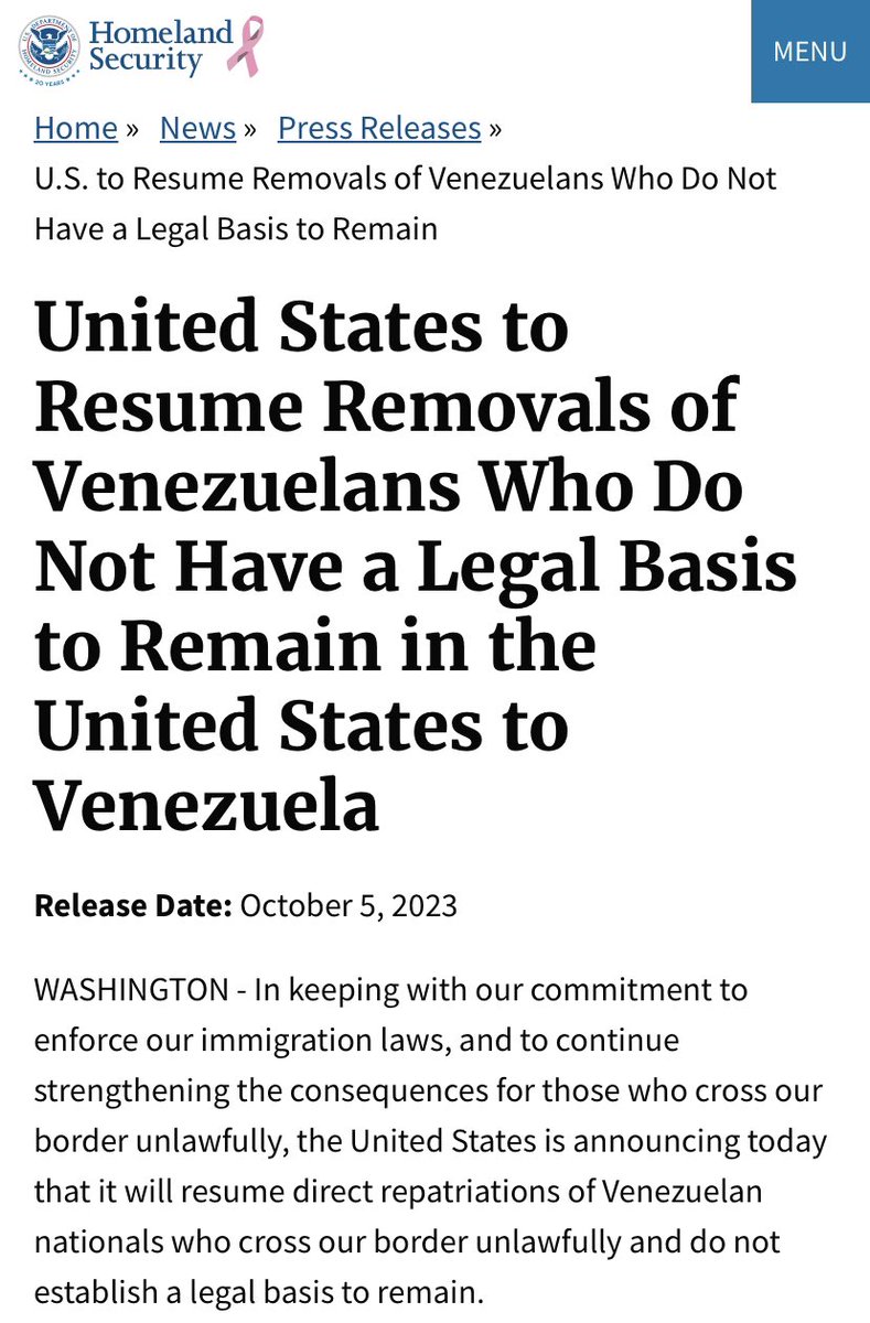 #EEUU anunció que retomará vuelos de deportación a #Venezuela.
Reacciones rápidas:🧵1/2
-Urge respeto a principio de no-devolución: que ninguna persona en necesidad de protección sea deportada.
-Esta decisión no implica que emergencia humanitaria y crisis #DDHH ya “no existen”