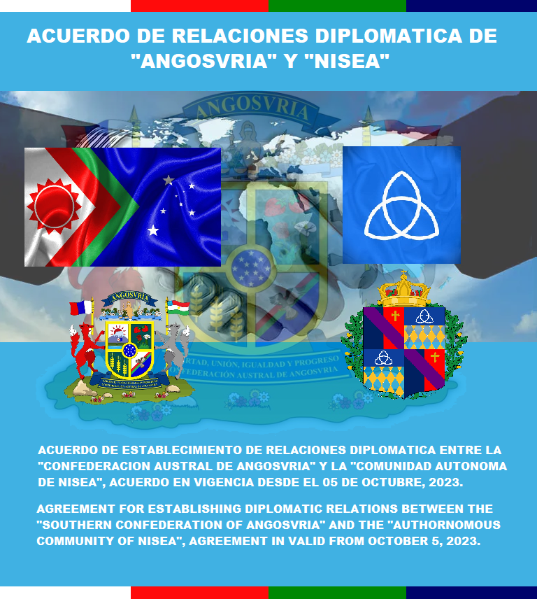 Gobiernofedera4's tweet photo. Tratado de relaciones diplomáticas de "Angosvria" y "Nisea" @MicroNisea
#Angosvria #Nisea #Micronations #Micronaciones https://t.co/Qr9JMvR41r