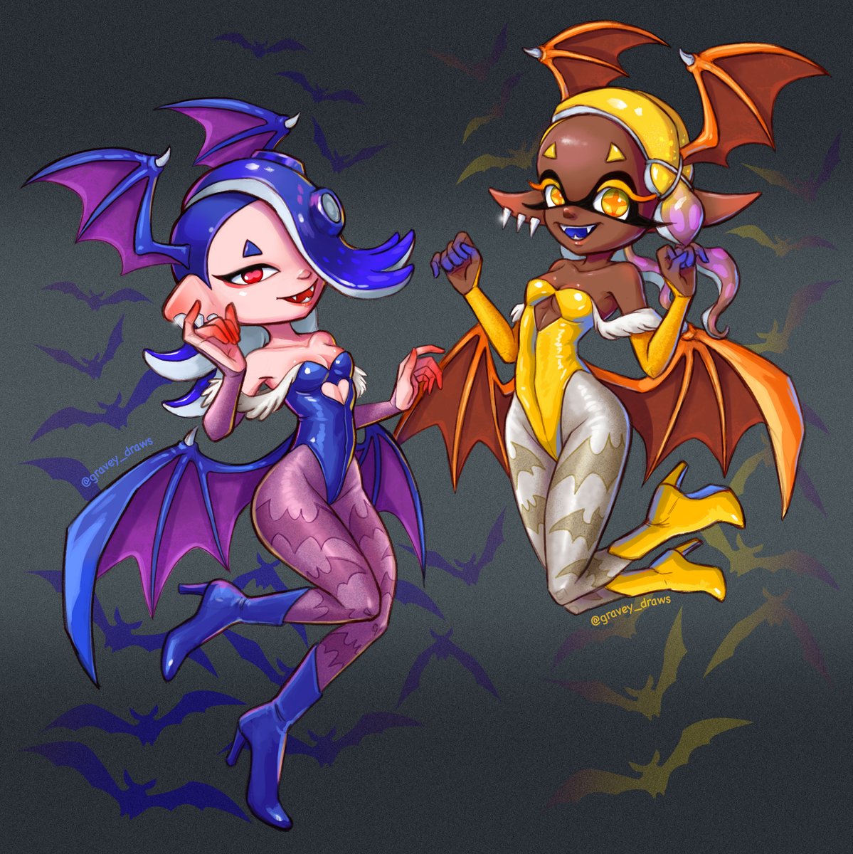 Shiver and Frye Darkstalker costumes (2022)
#Splatoon3 #fanart #Splatoon3art