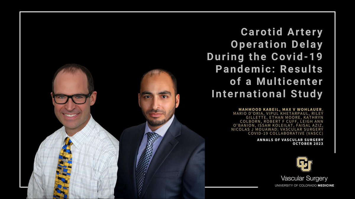 Congrats to Drs. @mahmoodkabeil and @doctormaxw on their study on carotid artery surgery delays during COVID-19!

This study is reassuring for patients concerned about the impact of the pandemic on their care.

Read more: doi.org/10.1016/j.avsg…