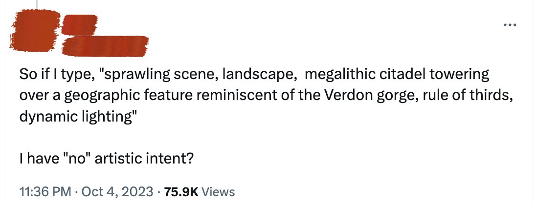 arvalis's tweet photo. AI slop slingers, I am begging you to understand that having an idea does not make you an artist. Execution of the idea makes you an artist. https://t.co/5ObMTqZXUY