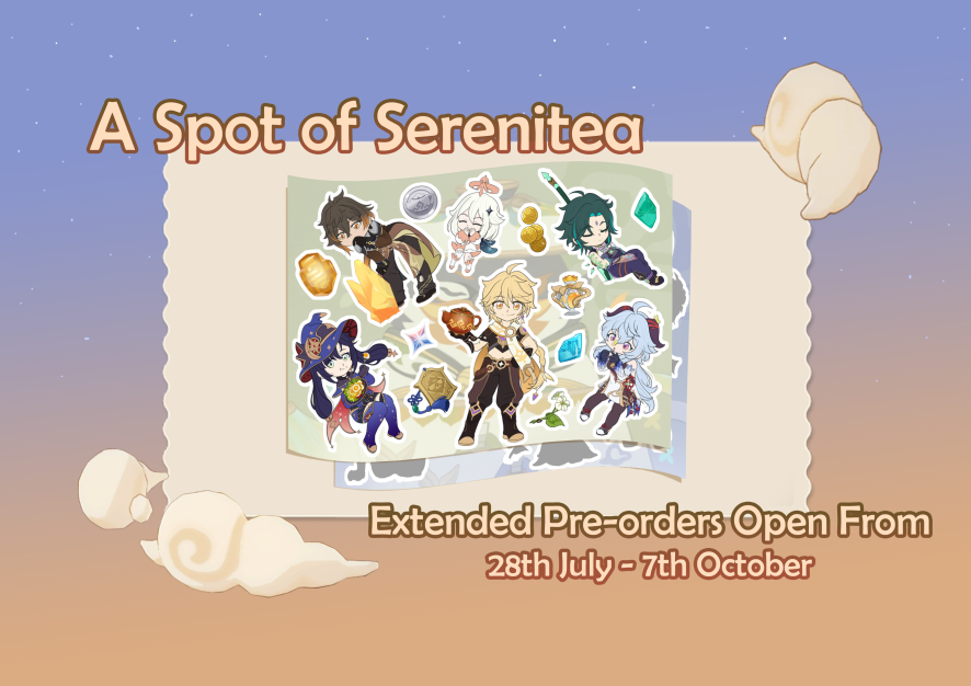 🫖 Do you like stickers? Of course you do!
Which is why during the final days of preorders, any orders (excluding digital only) made during this period will receive a sticker sheet with their bundle! There's also a Lumine version for those who wish to see the traveler they chose.