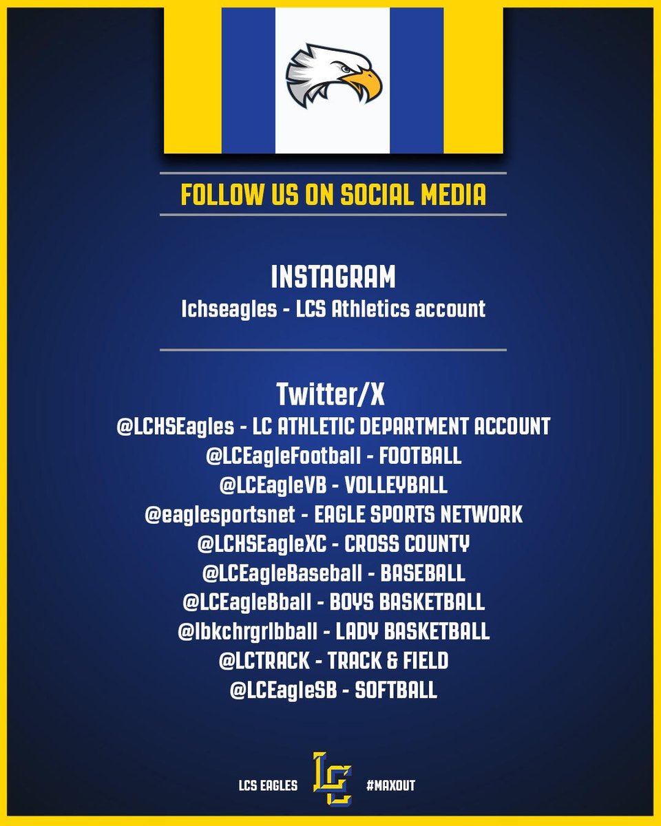 📲Keep up with LCS Eagle Athletics, follow us on IG and our other Twitter/X accounts! 👇