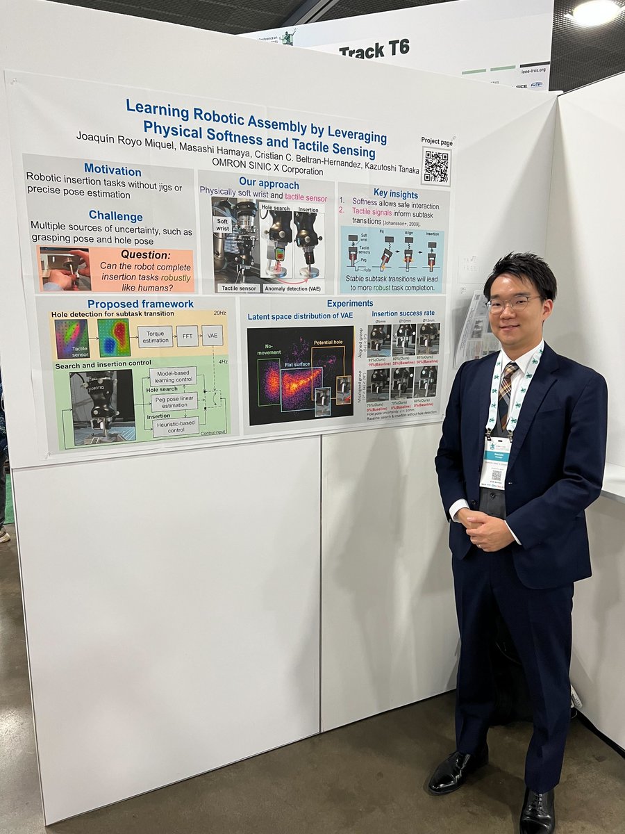 IROS2023の発表が終わりました。WS1件、本会議3件となかなかハードでしたが、たくさんの方々にポスターにお越しいただき、大変貴重な質問やコメントをいただきました。本当にありがとうございました! また、共著者の皆様も最後までサポートありがとうございました。