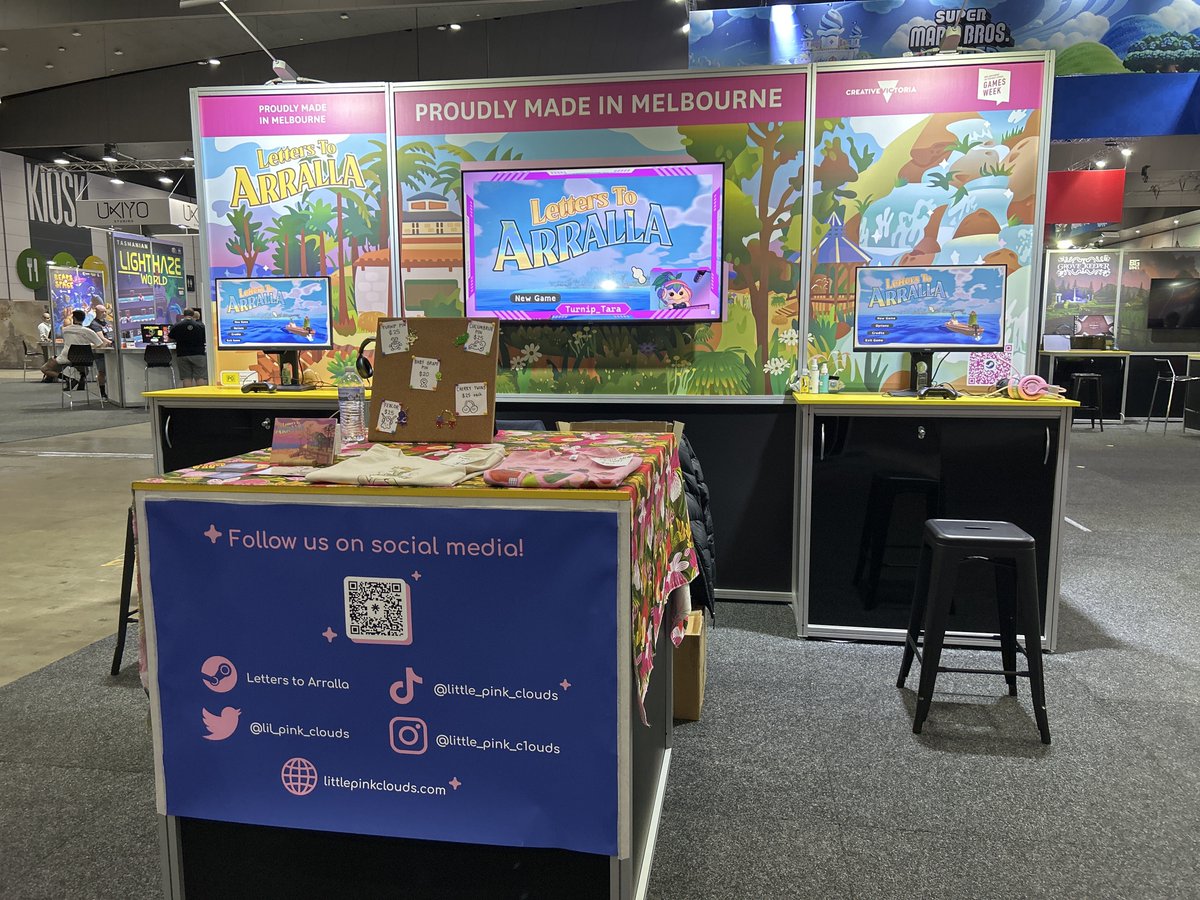 Go check out our game Letters To Arralla at #PAXAus this weekend, indie booth PR05!!! 

We've got very cute pins and t-shirts 😍💌