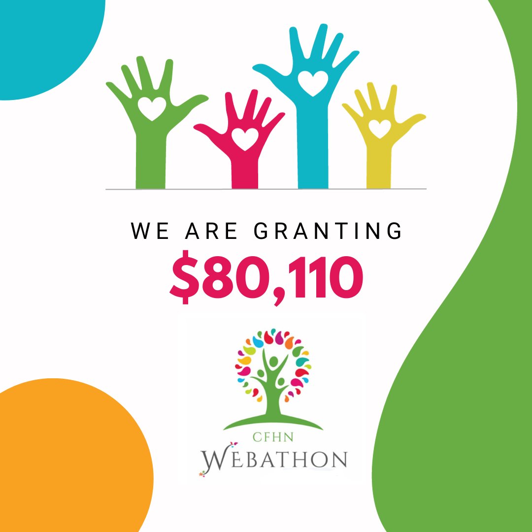 THANK YOU 🙏to the donors, sponsors, supporters and participating charities for making our #CFHNwebathon2023 a magical day! We are 🎉excited to announce we will be granting $80,110 to the participating charities!  #webathon2023