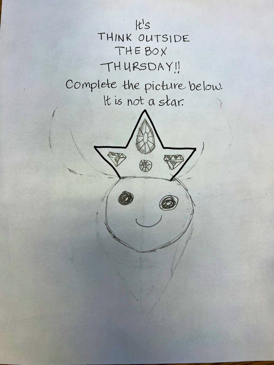 JennaWilush's tweet photo. Our think outside the box Thursday activity was a hit! Students started with the shape of half a star and turned them into their own, unique creations by thinking outside of the box! https://t.co/x5M5RYcxQr