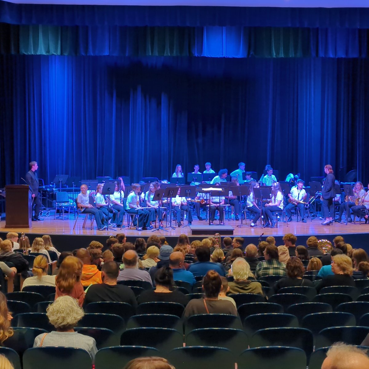 Our @GJHSPirates 7th grade band are onstage ready to kick off our @GreensburgBands fall concert.