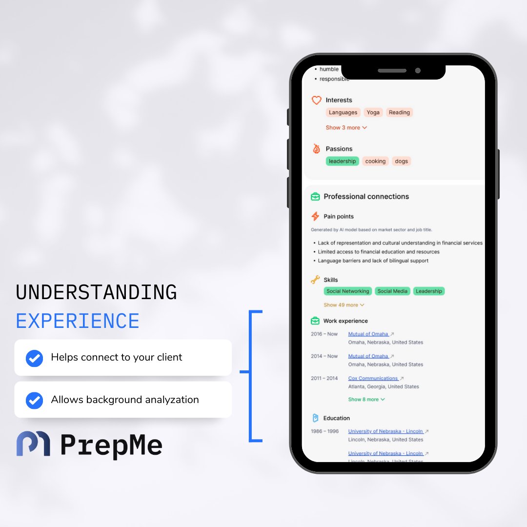 prepme_ai's tweet photo. Unlock the potential of deeper connections within your network through PrepMe. Explore a smarter way to understand and engage with your contacts, nurturing valuable relationships that can transform your career. Elevate your networking game with PrepMe today. 🤝 https://t.co/H90Mm3xXYH