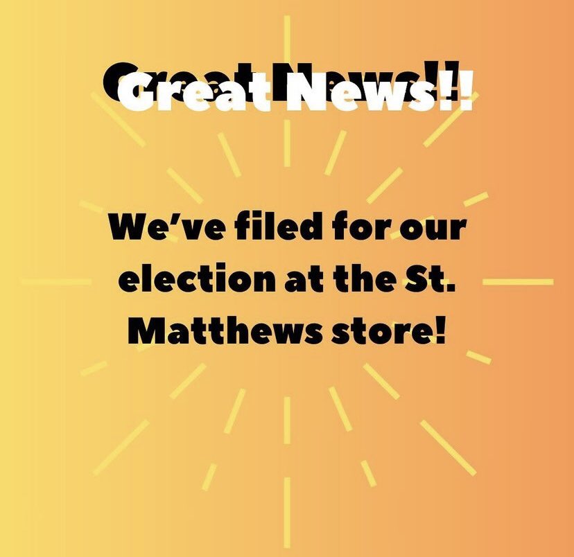 WorkersUnitedRB's tweet photo. Where have we been? Fighting hard against illegal union-busting behaviors from ownership and filing for election at Saint Matthews on Lexington Rd!! More info to come about election dates and times for our largest Rainbow Blossom location! ๐ #LouisvilleIsAUnionTown https://t.co/VTzsgz6kTY