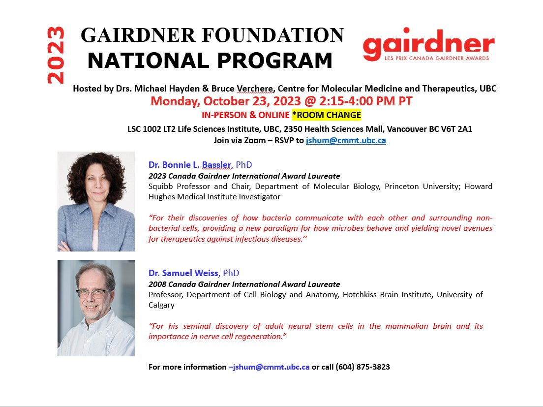 High school students take note, another Gairdner high school event has been planned for Oct 23. Thank you @BCCHResearch for supporting the Gairdner event once again. <a href="/GairdnerAwards/">Gairdner Foundation</a>