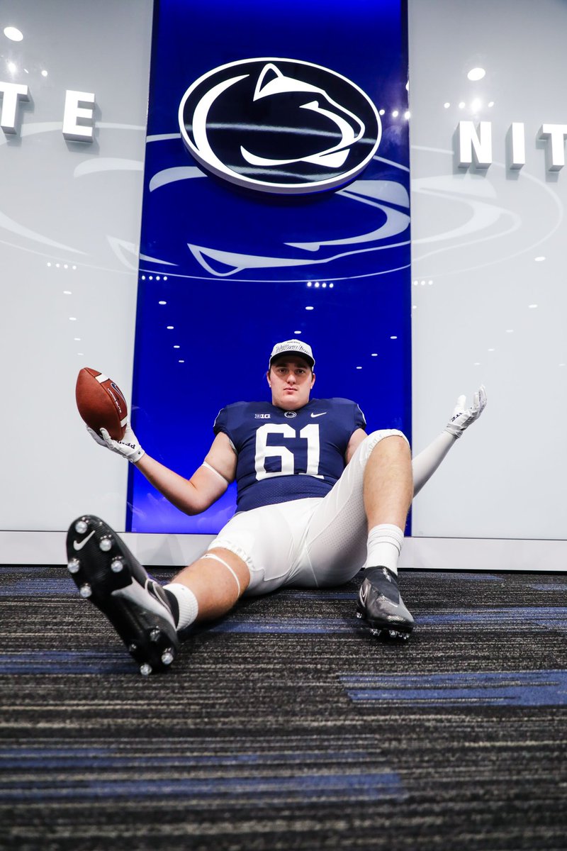After an amazing visit to #PennState yesterday and a phone call with <a href="/coachjfranklin/">James Franklin</a> today, I’m excited to announce that I am 💯% committed to <a href="/PennStateFball/">Penn State Football</a>! Big thanks also to <a href="/CoachTrautFB/">Phil Trautwein</a> @CoachAhmadPSU! Can’t wait to get to work! #WeAre