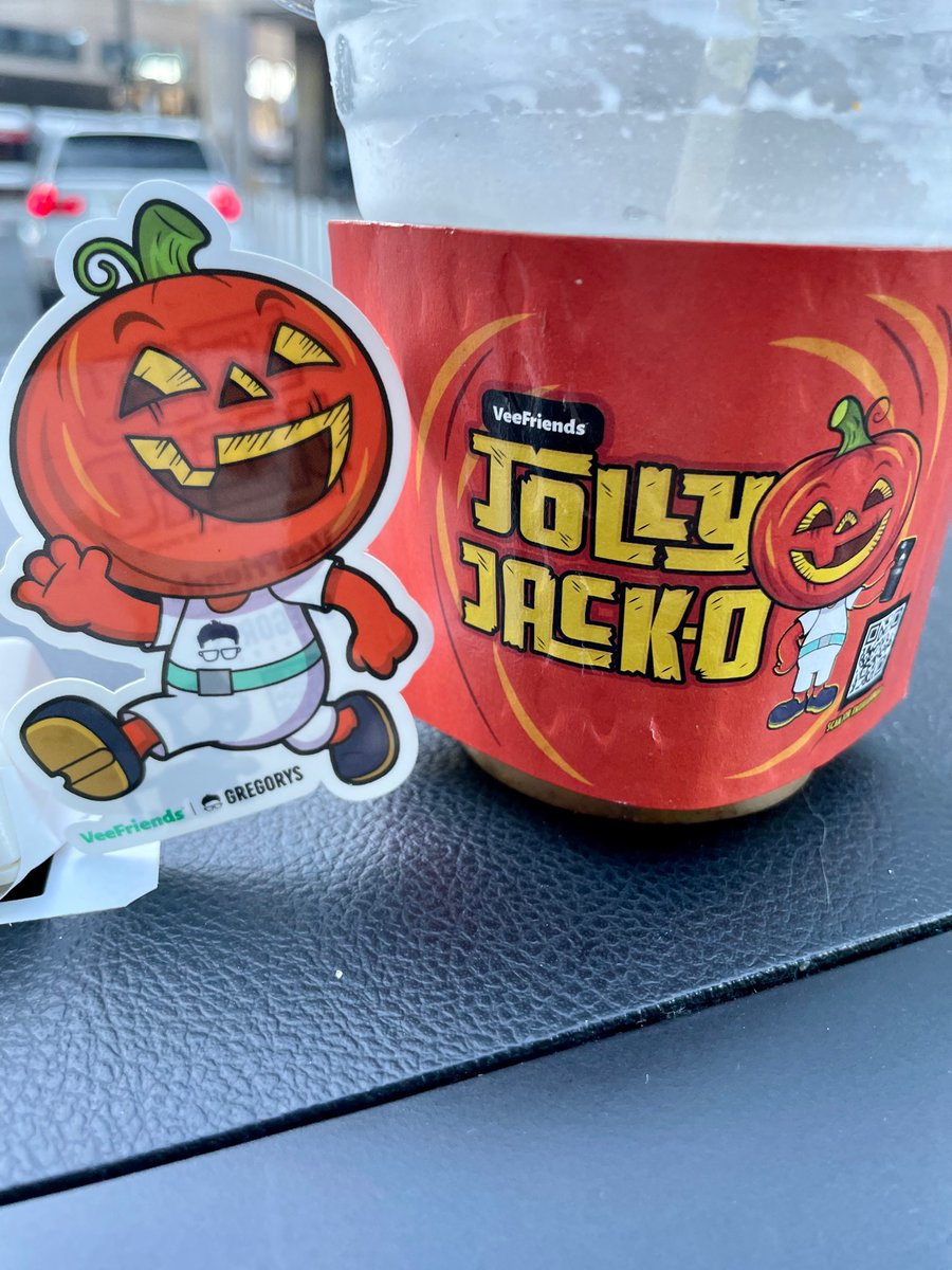 jlmase's tweet photo. there’s a typo in the name but I’ll let it slide.

#happiness in my iced chai tea latte #gregorycoffee #jollyjacko #veefriends .. 
the one and only _______.

@garyvee  @GregoryCoffee 
@veefriends https://t.co/fB1b6l7QEY