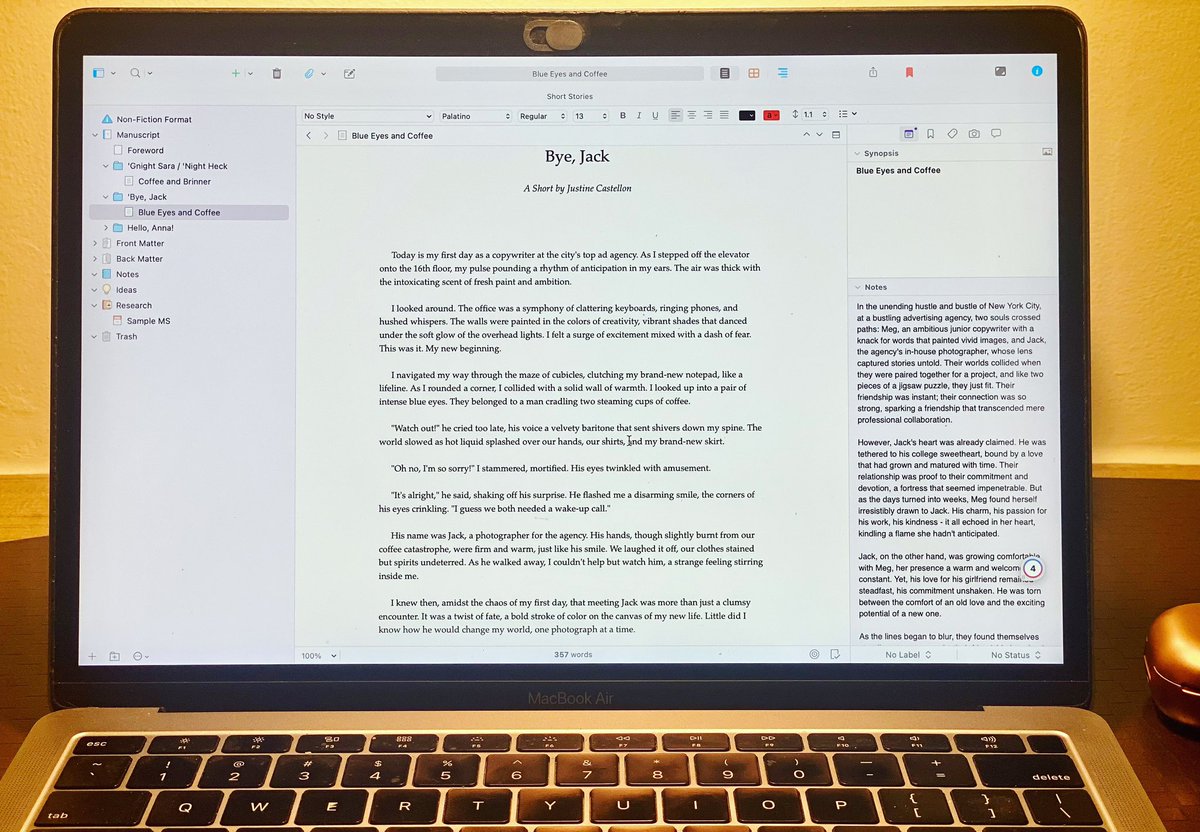 justcastellon's tweet photo. Writing short stories in between editing my novel with my book editor, and juggling my day job have become a regular part of my routine. The 2nd short story, #ByeJack, is steadily taking shape.
#writingcommunity #shortstories #writersoftwitter #writerslife https://t.co/ufvcV6sN90