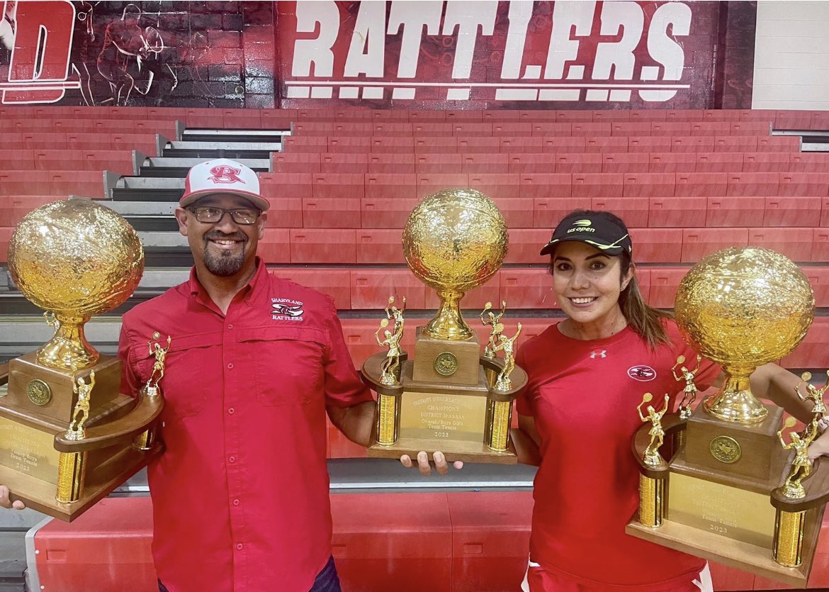Congratulations to the Sharyland Tennis team on winning the: 

31-5A Girls District Championship
31-5A Boys District Championship, 
and 31-5A Overall District Championship

The Rattlers remain undefeated on the year (12-0) going into playoffs. 

#WAR #Playoffs2023