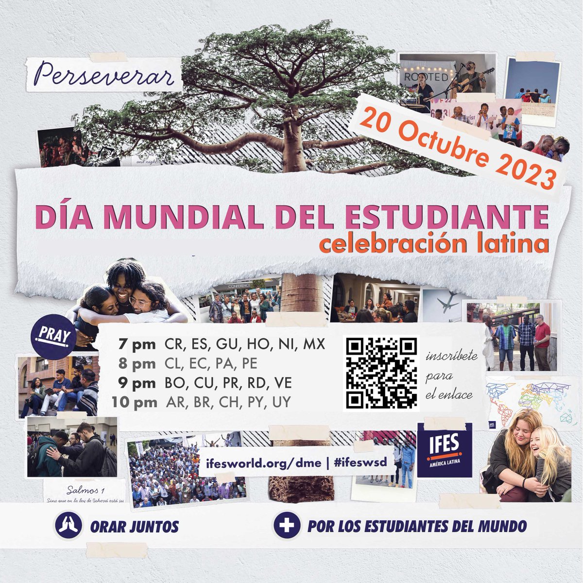 IFES_Latina's tweet photo. Sumate a nuestra celebración del DME!

Cuando Jesús dijo “vayan y hagan discípulos de todas las naciones” (Mt 28:19), no nos prometió un camino de rosas. Juntos oraremos para que nos ayude a perseverar como testigos en todo el mundo.

https://t.co/8BfGEUjzJJ
¡Nos vemos!
#ifeswsd https://t.co/PjTQ7kzAjP
