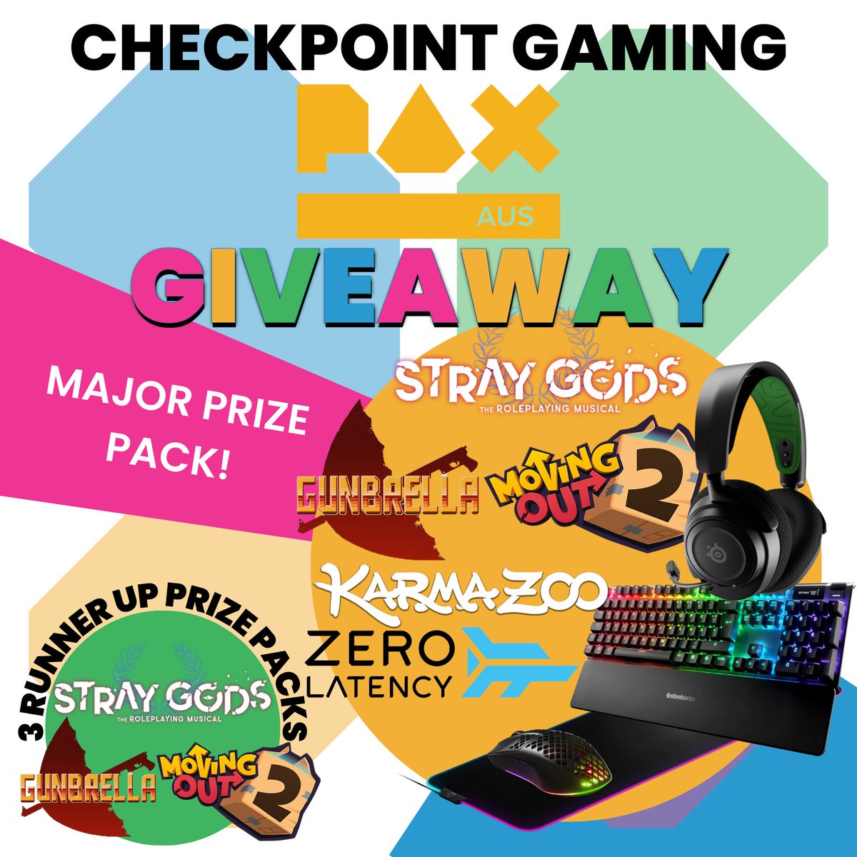 Checkpoint Gaming (@checkpointau) on Twitter photo It's our MEGA PAX Aus 2023 Giveaway!
Win prizes from <a href="/SteelSeriesANZ/">SteelSeriesANZ</a>, <a href="/devolverdigital/">Devolver Digital</a>, <a href="/smgstudio/">SMG Studio is ready to LEGO Party! Sept 30</a>, <a href="/summerfallgames/">Summerfall Studios🕯️Malys Early Access OUT NOW🕯️</a> & <a href="/zerolatencyVR/">Zero Latency VR</a> !
There are 4 prize packs to give away!
Enter here: checkpointgaming.net/news/2023/10/w… It's our MEGA PAX Aus 2023 Giveaway!
Win prizes from <a href="/SteelSeriesANZ/">SteelSeriesANZ</a>, <a href="/devolverdigital/">Devolver Digital</a>, <a href="/smgstudio/">SMG Studio is ready to LEGO Party! Sept 30</a>, <a href="/summerfallgames/">Summerfall Studios🕯️Malys Early Access OUT NOW🕯️</a> & <a href="/zerolatencyVR/">Zero Latency VR</a> !
There are 4 prize packs to give away!
Enter here: checkpointgaming.net/news/2023/10/w…