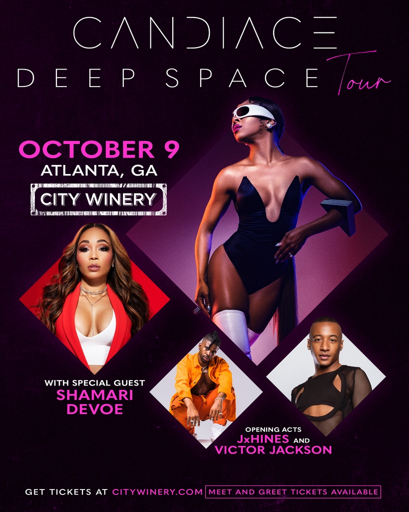 TherealCANDIACE's tweet photo. Seats are going fast for my final show of the #DeepSpaceTour this Monday in #Atlanta! We got a special finale show lined up for you featuring my sista @shamaridevoe and special guests @jxhines & @mrglamrocksoul
🎟️: https://t.co/IyHul7DzVM https://t.co/8ZU9tBxz8S