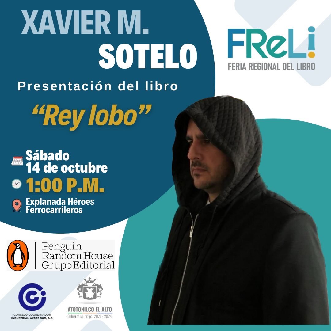 La saga de Lobos llega a Atotonilco El Alto con la presentación de Rey Lobo 👑 🐺 durante los eventos de #FRELI
Dejo la información 👇🏼: 
Presentación presencial de Rey Lobo 👑 🐺 
¿Cuándo? Sábado 14 de octubre de 2023.
¿Hora? 1 P.M.
¿Lugar? Explanada Héroes Ferrocarrileros.