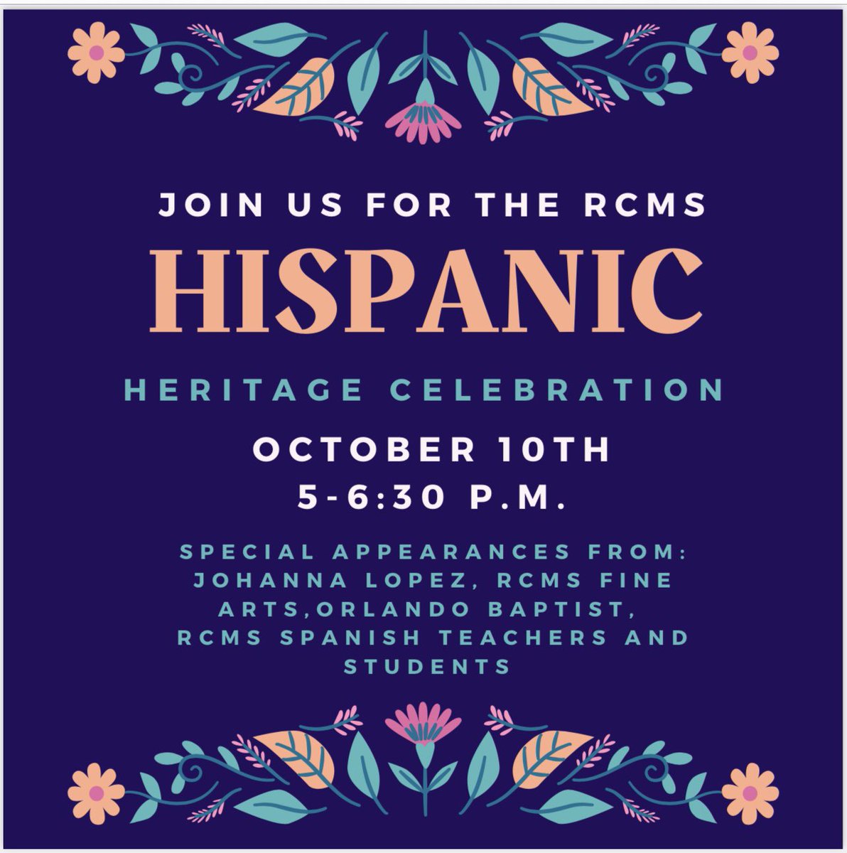 Roberto Clemente Middle School (@rcms_ocps) on Twitter photo Jaguar families, join us next Tuesday night, from 5-6:30 pm, for an incredible Hispanic Heritage Celebration! 🐆❤️✨ #ThisIsTheWay <a href="/Agudo_OCPS/">Principal Agudo-OCPS</a> <a href="/OCPSnews/">ocpsnews</a> <a href="/JohannaForFL/">Johanna López</a> <a href="/OCPS_MSD/">Multilingual Services</a> Jaguar families, join us next Tuesday night, from 5-6:30 pm, for an incredible Hispanic Heritage Celebration! 🐆❤️✨ #ThisIsTheWay <a href="/Agudo_OCPS/">Principal Agudo-OCPS</a> <a href="/OCPSnews/">ocpsnews</a> <a href="/JohannaForFL/">Johanna López</a> <a href="/OCPS_MSD/">Multilingual Services</a>